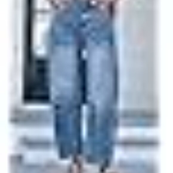 Mid Rise Barrel Jeans for Women Wide Leg Mid Waist Cropped Denim Pants Y2k Baggy - Picture 4 of 7